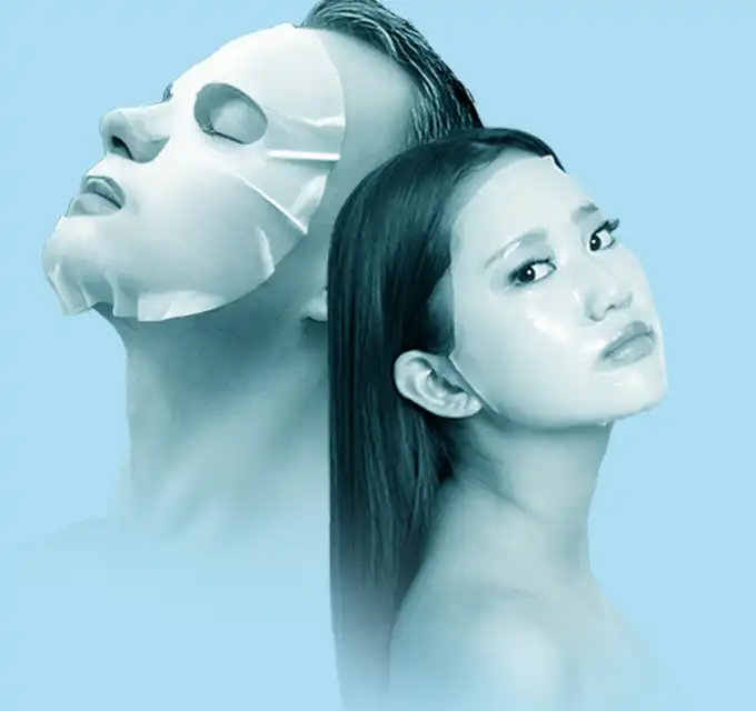 Two people using hydrating mask sheets for a quick skincare boost