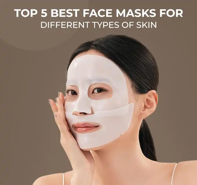 Woman wearing a Korean facial sheet mask for instant hydration