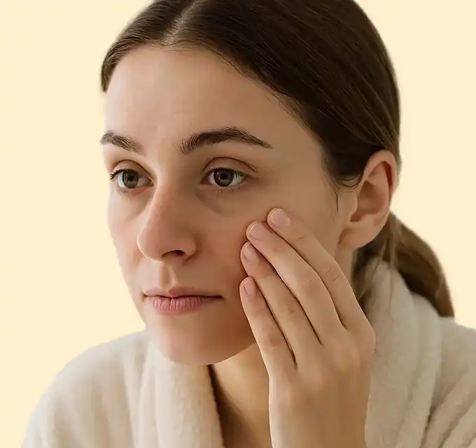 "Person applying eye serum for dark circles and puffiness"