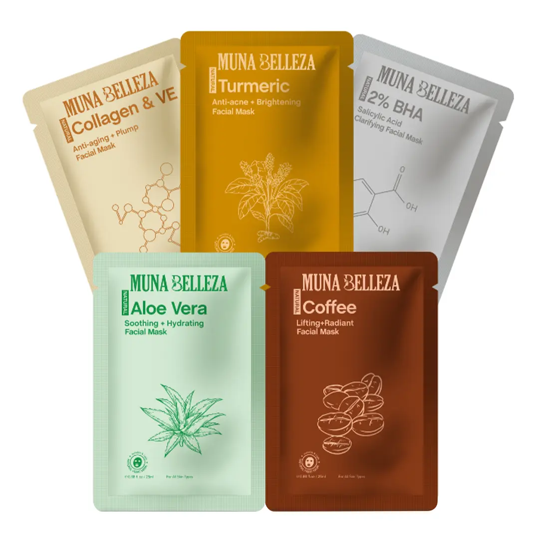 Triple Power Glow & Korean Face Mask Sheets – 5 Pack Combo