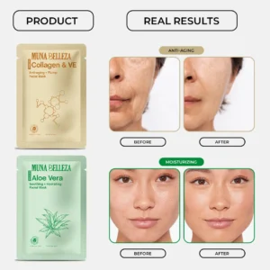 Before and after results showing korean face mask for dry skin and anti aging — illustrating korean sheet mask benefits for glowing glass skin hydration