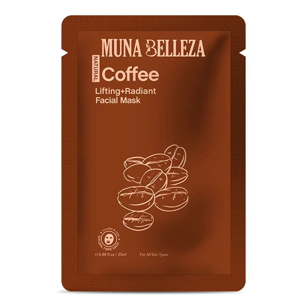 Muna Belleza Natural Coffee Lifting and Radiant Facial Mask 25ml sachet — a firming coffee face mask and face lifting mask for radiant skin