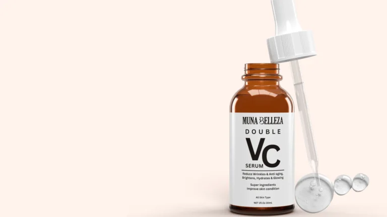 Muna Belleza Double Vitamin C Serum bottle with its glass dropper