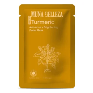 Muna Belleza Turmeric Anti-acne and Brightening Facial Mask 25ml sachet — a natural turmeric sheet mask and turmeric face mask for acne and skin whitening